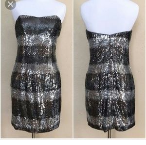 Abs by Allen Schwartz Gunmetal Sequin dress